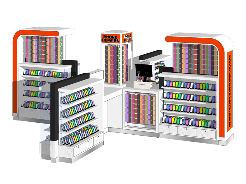 GS-P56 cross shaped phone kiosks counters