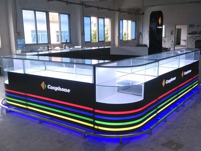 GS-P3 phone kiosk displays with colorful strips